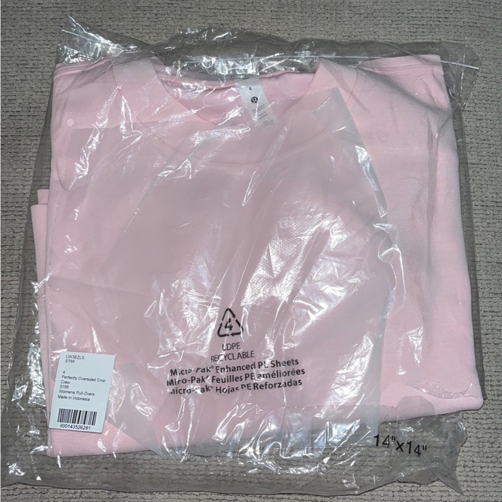 Lululemon perfectly oversized cropped crew softstreme strawberry milkshake